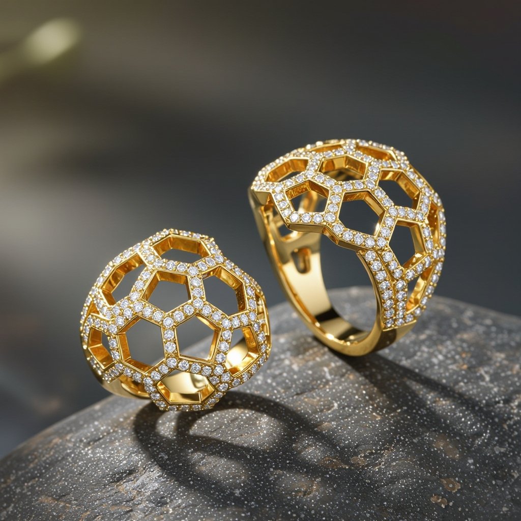 Honeycomb figurative  rings 