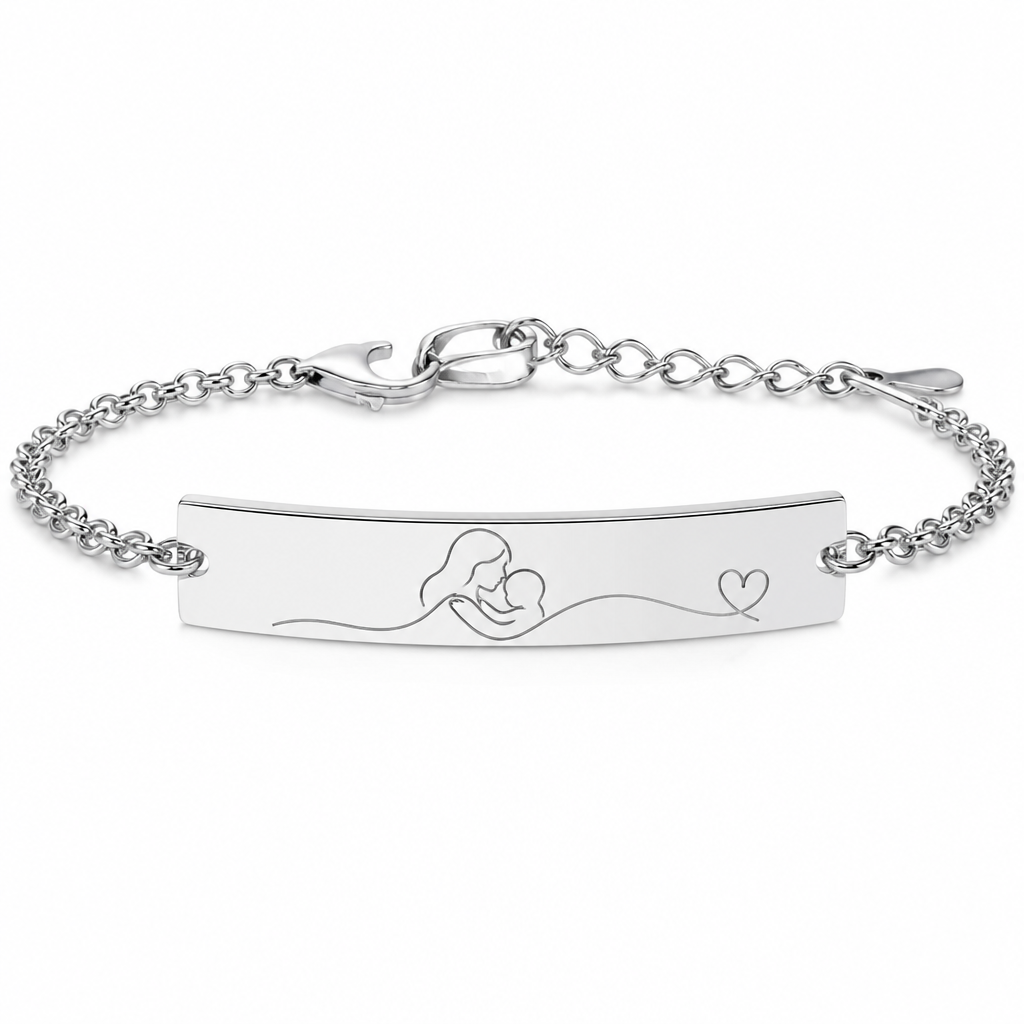Écris derrière un bracelet en argent Momy forever
photorealistic jewelry design, Écris derrière un bracelet en argent Momy forever , just the design no text