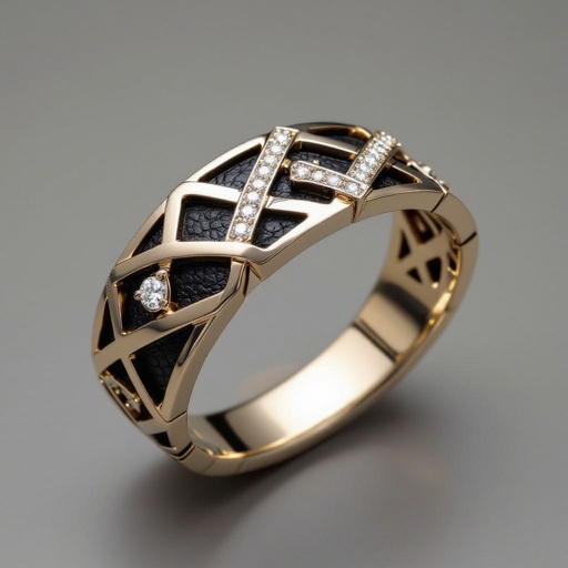 Geomatric snake leather with diamonds of architecture shapes and edges of bracelet banglea