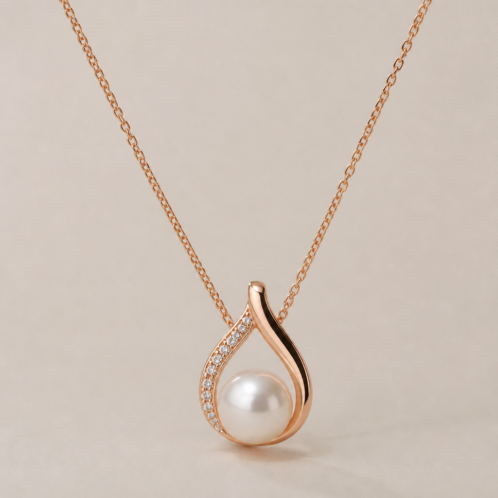 A women's ring. it's a necklace with rose gold and pearl don't change this base design
photorealistic jewelry design, A women's ring. it's a necklace with rose gold and pearl don't change this base design, modern style, just the design no text