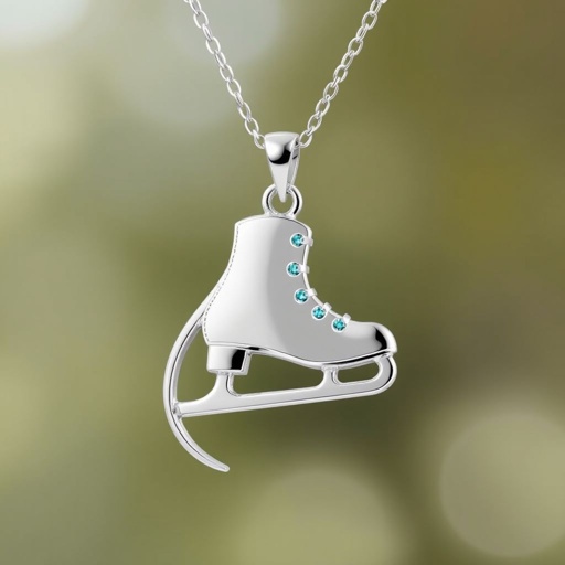 Pendant silver with stylized ice figure skating single skate  . Remove boots and leave only lowest part of skates. Add turquoise