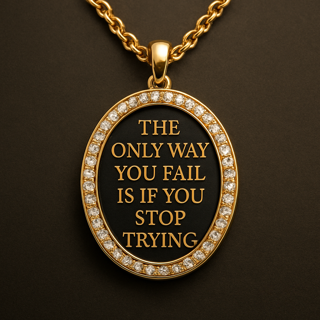 It says the only way you fail is if you stop trying 