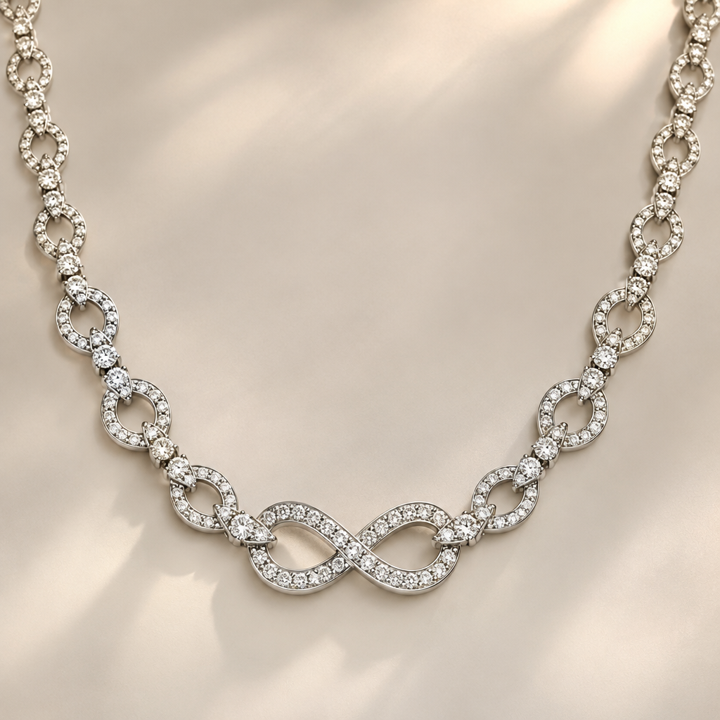 Chaîne en diamant
photorealistic jewelry design, Chaîne en diamant , infinity style, just the design no text