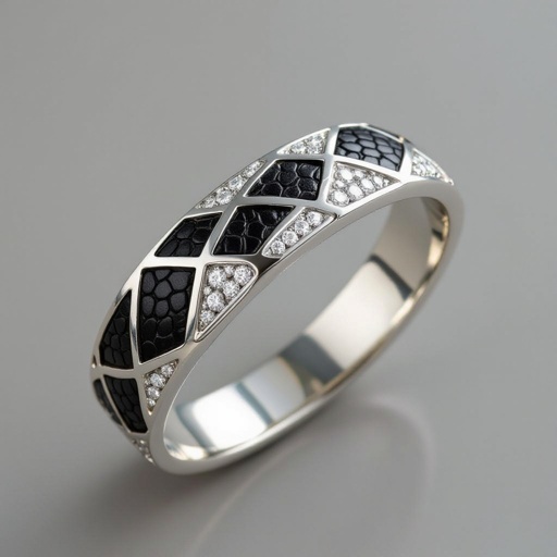 Geomatric snake leather with diamonds of architecture shapes and edges of bracelet banglea