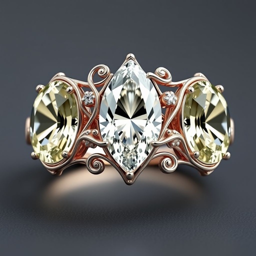 3 stone ring , 2 oval 4ct. Stone, 1 pear shape 3ct. diamond 