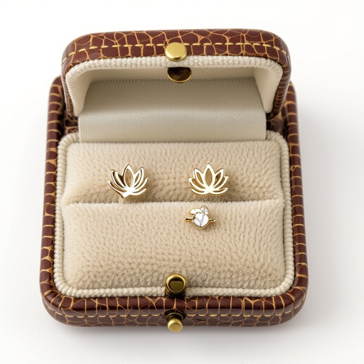 Ювелирная моносерьга в дополнительный прокол маленький лотос плоский