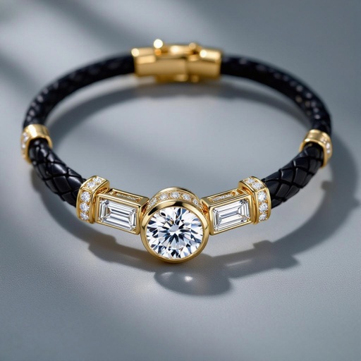 Necklace of geometric snake leather with diamonds of architecture shapes