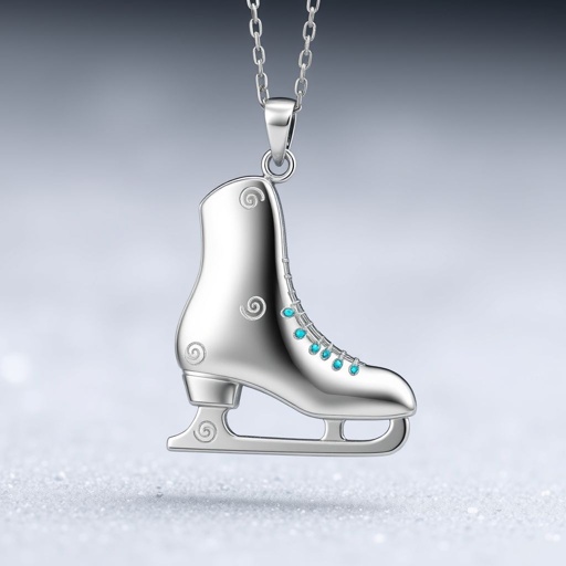 Pendant silver with stylized ice figure skating single skate  . Remove boots and leave only lowest part of skates. Add turquoise
