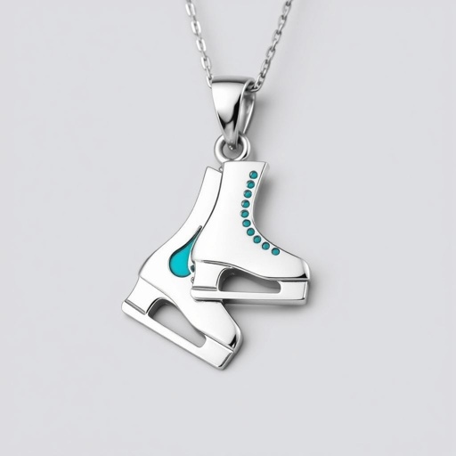 Pendant silver with stylized ice figure skating skates. Remove boots and leave only lowest part of skates. Add turquoise