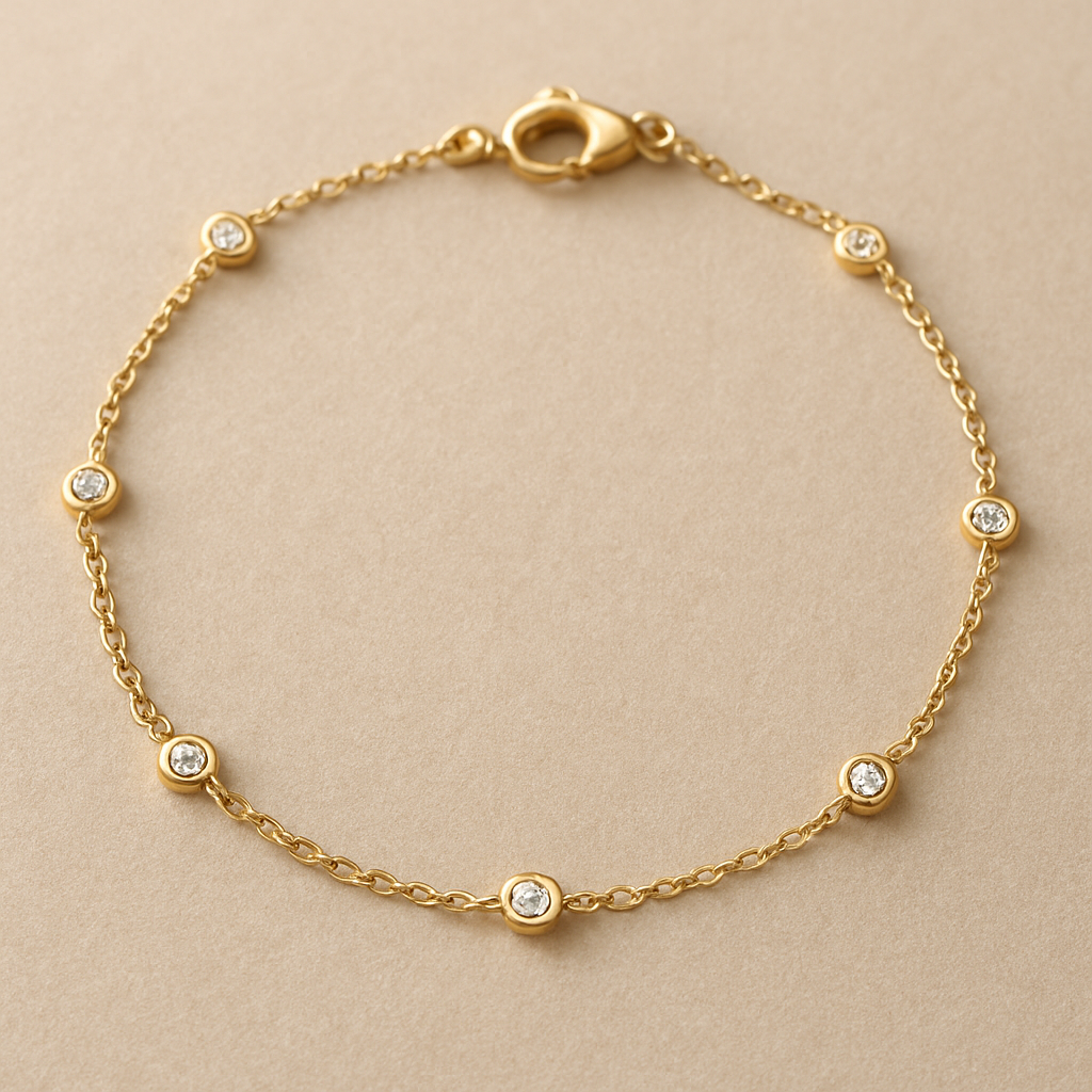 Station chain, dainty bracelet, gold. Put studs lsw 