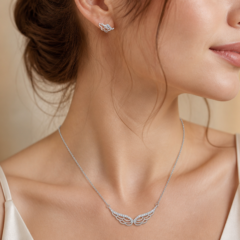 Jewelry photoshoot (worn)
Show the jewelry piece from the image worn by an elegant model in a professional editorial photograph, soft studio lighting. Reproduce the jewelry's exact design, metal, stones and details faithfully. Photorealistic, no text. Additional instructions: "Close-up beauty/editorial photo of a woman's wrist and hand, fair light skin tone, gently relaxed pose (resting on a soft surface or lightly touching her face/collarbone). Soft, warm neutral studio background (beige/cream tones), softly blurred, shallow depth of field.
She wears a delicate sterling silver chain bracelet featuring a small round bezel-set cubic zirconia stone on one side of the chain and a small sideways cross charm on the other side, connected by a fine cable chain.
METAL FINISH: the sterling silver must be rhodium-plated — bright, cool-white, and reflective with a polished mirror-like shine, not dull or matte. The metal should catch light naturally and sparkle realistically, without looking overly glossy, plastic, or artificially glowing.
SKIN REALISM REQUIREMENT: skin must look completely natural and photorealistic — fair, light skin tone to enhance the contrast and shine of the silver, with visible fine skin texture, natural pores, subtle imperfections. Avoid any smooth, plastic, airbrushed, CGI, or overly retouched look. Lighting soft and warm, casting natural gentle shadows.
STRICT SIZE REQUIREMENT: the bracelet must stay true to real-life scale, fine and delicate — the round stone approximately 0.6cm, the cross charm small and slim, both proportionate to the wrist. Do not enlarge or oversize.
BRACELET POSITION: the chain drapes naturally around the wrist, with the round stone and cross charm both visible and facing forward, sitting flat against the skin.
Close-up beauty/editorial photo of a woman's wrist and hand, fair light skin tone, gently relaxed pose (resting on a soft surface or lightly touching her face/collarbone). Soft, warm neutral studio background (beige/cream tones), softly blurred, shallow depth of field.
She wears a delicate sterling silver double-chain bracelet featuring a small infinity symbol charm, partially lined with sparkling pavé cubic zirconia stones on one side, connected by two fine parallel cable chains.
METAL FINISH: the sterling silver must be rhodium-plated — bright, cool-white, and reflective with a polished mirror-like shine, not dull or matte. The metal should catch light naturally and sparkle realistically, without looking overly glossy, plastic, or artificially glowing.
SKIN REALISM REQUIREMENT: skin must look completely natural and photorealistic — fair, light skin tone to enhance the contrast and shine of the silver, with visible fine skin texture, natural pores, subtle imperfections. Avoid any smooth, plastic, airbrushed, CGI, or overly retouched look. Lighting soft and warm, casting natural gentle shadows.
STRICT SIZE REQUIREMENT: the bracelet must stay true to real-life scale, fine and delicate — the infinity charm small and slim, proportionate to the wrist, double chain thin and dainty. Do not enlarge or oversize.
BRACELET POSITION: the double chain drapes naturally around the wrist, with the infinity charm centered and facing forward, sitting flat against the skin.
"Close-up beauty/editorial photo of a woman's wrist and hand, fair light skin tone, gently relaxed pose (resting on a soft surface or lightly touching her face/collarbone). Soft, warm neutral studio background (beige/cream tones), softly blurred, shallow depth of field.
She wears a delicate sterling silver chain bracelet featuring four small round bezel-set cubic zirconia stones evenly spaced along a fine cable chain.
METAL FINISH: the sterling silver must be rhodium-plated — bright, cool-white, and reflective with a polished mirror-like shine, not dull or matte. The metal should catch light naturally and sparkle realistically, without looking overly glossy, plastic, or artificially glowing.
SKIN REALISM REQUIREMENT: skin must look completely natural and photorealistic — fair, light skin tone to enhance the contrast and shine of the silver, with visible fine skin texture, natural pores, subtle imperfections. Avoid any smooth, plastic, airbrushed, CGI, or overly retouched look. Lighting soft and warm, casting natural gentle shadows.
STRICT SIZE REQUIREMENT: the bracelet must stay true to real-life scale, fine and delicate — each round stone approximately 0.5cm, evenly spaced along the thin chain, proportionate to the wrist. Do not enlarge or oversize.
BRACELET POSITION: the chain drapes naturally around the wrist, with all four stones visible and evenly spaced, sitting flat against the skin, catching soft light.
Close-up beauty/editorial photo of a woman's wrist and hand, fair light skin tone, gently relaxed pose (resting on a soft surface or lightly touching her face/collarbone). Soft, warm neutral studio background (beige/cream tones), softly blurred, shallow depth of field.
She wears a delicate sterling silver chain bracelet featuring four small plain polished cross charms dangling evenly along a fine cable chain.
METAL FINISH: the sterling silver must be rhodium-plated — bright, cool-white, and reflective with a polished mirror-like shine, not dull or matte. The metal should catch light naturally and sparkle realistically, without looking overly glossy, plastic, or artificially glowing.
SKIN REALISM REQUIREMENT: skin must look completely natural and photorealistic — fair, light skin tone to enhance the contrast and shine of the silver, with visible fine skin texture, natural pores, subtle imperfections. Avoid any smooth, plastic, airbrushed, CGI, or overly retouched look. Lighting soft and warm, casting natural gentle shadows.
STRICT SIZE REQUIREMENT: the bracelet must stay true to real-life scale, fine and delicate — each cross charm approximately 0.7cm height x 0.5cm width, dangling evenly along the thin chain, proportionate to the wrist. Do not enlarge or oversize.
BRACELET POSITION: the chain drapes naturally around the wrist, with all four cross charms visible and gently dangling, sitting naturally against the skin, catching soft light.
"Close-up beauty/editorial photo of a woman's hand gently resting near her face and jawline, fingers relaxed and slightly curled, showing the finger clearly. Soft, warm neutral studio background (beige/cream tones), softly blurred, shallow depth of field.
She wears a sterling silver twisted infinity open cuff ring, featuring an interwoven double-band design where one smooth polished band crosses over a second band fully lined with sparkling pavé cubic zirconia stones, forming a twisted braid-like pattern.
METAL FINISH: the sterling silver must be rhodium-plated — bright, cool-white, and reflective with a polished mirror-like shine, not dull or matte. The metal should catch light naturally and sparkle realistically, without looking overly glossy, plastic, or artificially glowing.
SKIN REALISM REQUIREMENT: skin must look completely natural and photorealistic — visible fine skin texture, natural pores, subtle imperfections, soft even tone, natural nails. Avoid any smooth, plastic, airbrushed, CGI, or overly retouched look. Lighting soft and warm, casting natural gentle shadows.
STRICT SIZE REQUIREMENT: the ring must stay true to real-life scale, delicate and slim, not bulky or oversized — the twisted pavé band proportionate to the finger.
RING POSITION: the ring sits naturally centered on the finger, open twisted band facing forward and clearly visible, catching soft light along the pavé stones.
"Close-up beauty/editorial photo of a woman's hand gently resting near her face and jawline, fingers relaxed and slightly curled, with her ear also visible and exposed (hair pulled back or tucked behind the ear). Head gently turned to show both the hand and the ear clearly in frame. Soft, warm neutral studio background (beige/cream tones), softly blurred, shallow depth of field.
She wears a sterling silver twisted infinity open cuff ring on her finger, and a matching sterling silver twisted infinity hoop earring, both featuring the same interwoven double-band design — one smooth polished band crossing over a second band fully lined with sparkling pavé cubic zirconia stones, forming a twisted braid-like pattern.
METAL FINISH: the sterling silver must be rhodium-plated — bright, cool-white, and reflective with a polished mirror-like shine, not dull or matte. The metal should catch light naturally and sparkle realistically, without looking overly glossy, plastic, or artificially glowing.
SKIN REALISM REQUIREMENT: skin must look completely natural and photorealistic — visible fine skin texture, natural pores, subtle imperfections, soft even tone, natural nails. Avoid any smooth, plastic, airbrushed, CGI, or overly retouched look. Lighting soft and warm, casting natural gentle shadows.
STRICT SIZE REQUIREMENT: both pieces must be true to real-life scale, not oversized. The ring sits naturally on the finger, delicate and slim, not bulky. The hoop earring must be exactly 1.4cm height x 0.3cm band width — small and delicate against the ear, sitting closely against the earlobe.
JEWELRY POSITION: the ring sits naturally centered on the finger with the open twisted band clearly visible; the earring hangs through the earlobe with the twisted pavé pattern facing forward, clearly visible. Both pieces must be sharply in focus and easy to see in the frame.
"Close-up editorial jewelry photo of a woman's neck, collarbone, and ear, tightly cropped (chin, jaw, and lips partially in frame, head gently turned to the side). She wears a sterling silver angel wings pendant necklace and a matching angel wing stud earring, both featuring layered feather-textured wing details, with the top curved edge of the wings lined in sparkling pavé cubic zirconia stones and the lower feather layers left smooth polished silver.
METAL FINISH: the sterling silver must be rhodium-plated — bright, cool-white, and reflective with a polished mirror-like shine, not dull or matte. The metal should catch light naturally and sparkle realistically, without looking overly glossy, plastic, or artificially glowing.
SKIN REALISM REQUIREMENT: skin must look completely natural and photorealistic — visible fine skin texture, natural pores, subtle imperfections, soft even tone. Avoid any smooth, plastic, airbrushed, CGI, or overly retouched look. Lighting soft and warm, casting natural gentle shadows.
STRICT SIZE REQUIREMENT: the pendant must be exactly 3cm width, and the earring exactly 1.1cm width, true to real-life scale against the neck and ear — do not enlarge or oversize.
CHAIN AND PENDANT POSITION: fine cable chain draping naturally in a soft V-shape along the collarbone, with the double wing pendant hanging centered and horizontal, symmetric wings spreading outward, attached by two small jump rings at the top edges.
Background a warm blurred neutral tone (cream/beige), shallow depth of field. Mood: elegant, minimal, intimate — natural high-end jewelry brand photography style, matching the reference close-up shot.".