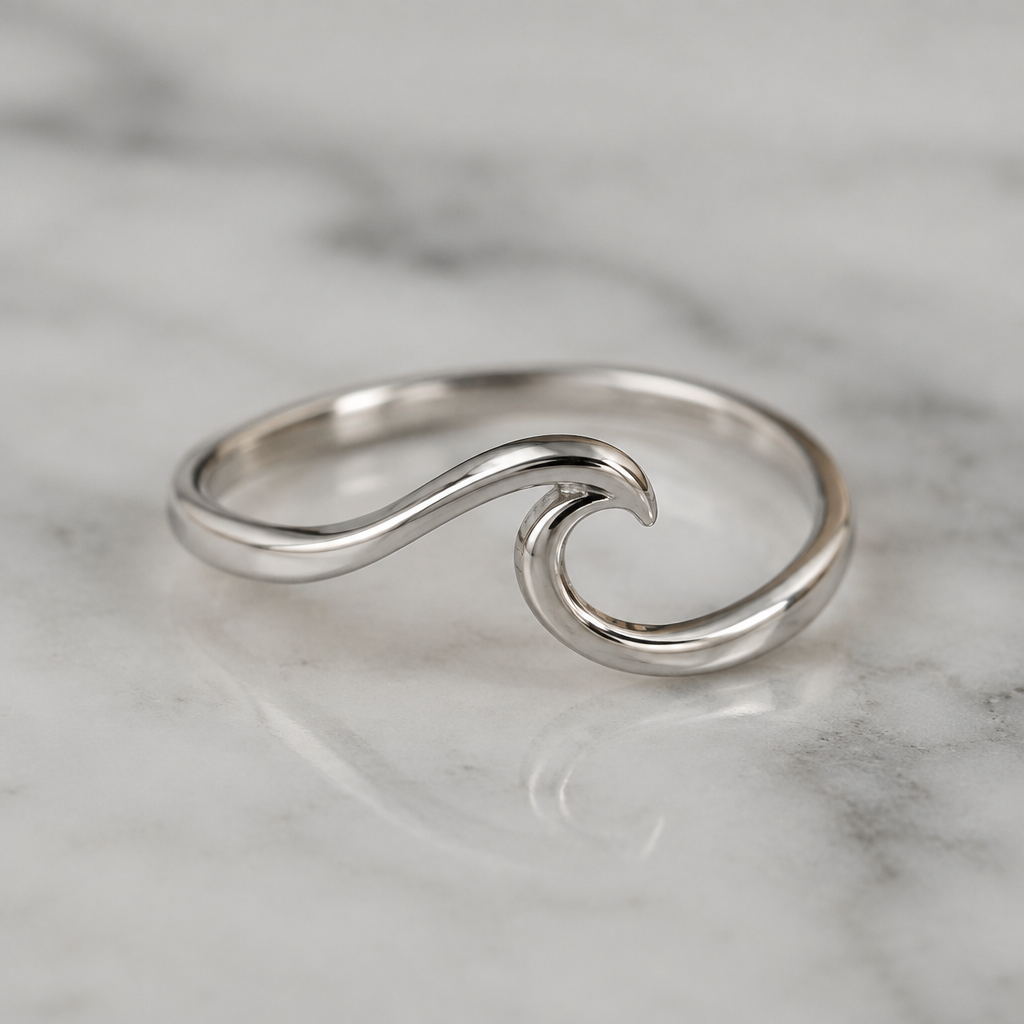 A women's ring made of silver, minimalist, simple and delicate, clean lines. nautical them men's ring
photorealistic jewelry design, A women's ring made of silver, minimalist, simple and delicate, clean lines. nautical them men's ring, modern style, just the design no text