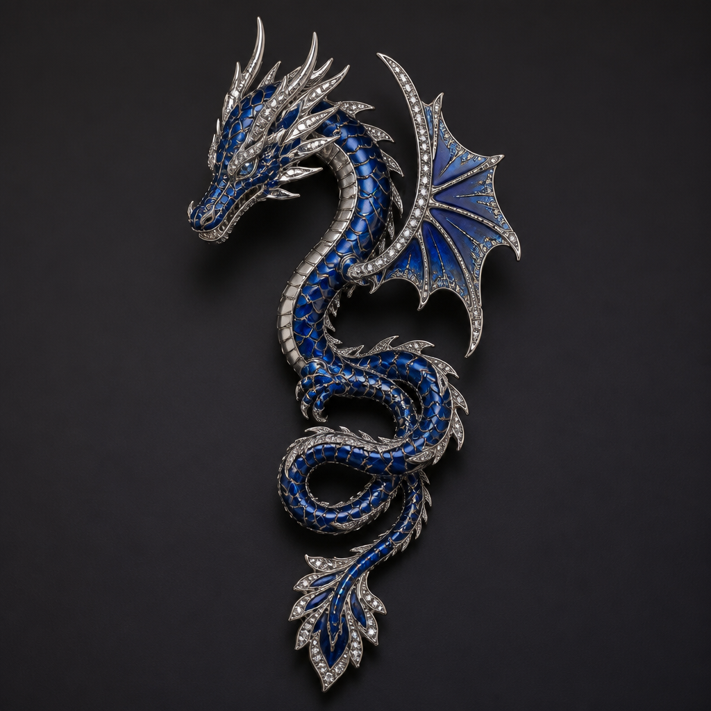 Blue dragon
photorealistic jewelry design, Blue dragon, just the design no text
