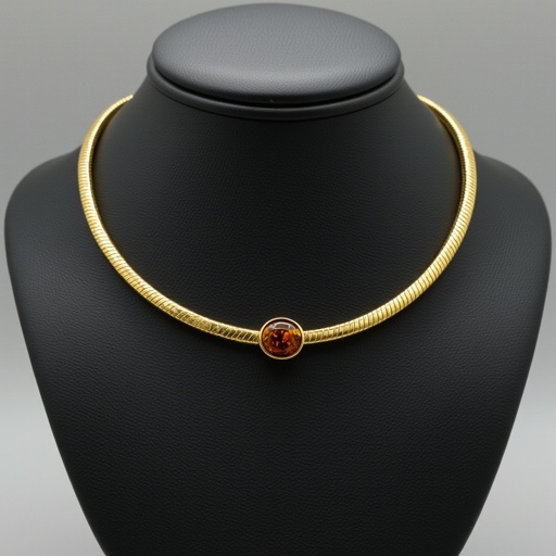 Choker necklace , snake chain style, a bit wide on width :7mm. with a gem stone in the middle matching the widtch. The gem stom colour: brown, orangey, sunny glass looking