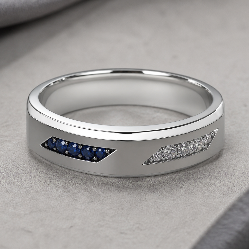 A men's ring made of silver. un delicado anillo con nombre y ermosas piedras
photorealistic jewelry design, A men's ring made of silver. un delicado anillo con nombre y ermosas piedras, modern style, just the design no text