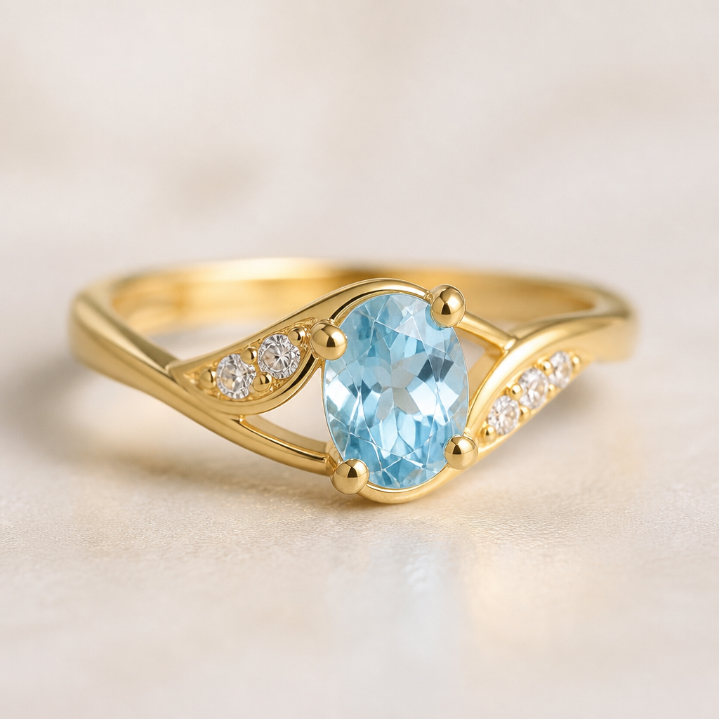 A women's ring made of gold with topaz stones suitable for daily wear
photorealistic jewelry design, A women's ring made of gold with topaz stones suitable for daily wear, modern style, just the design no text