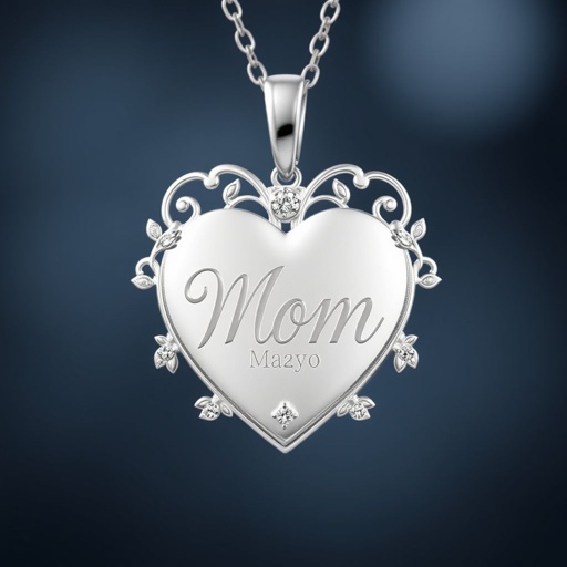 Medal heart that says mom silver
