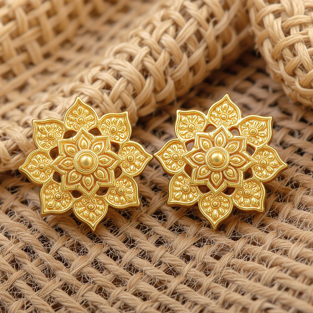  золотые матовые серьги в виде изображения чакры сахасрары