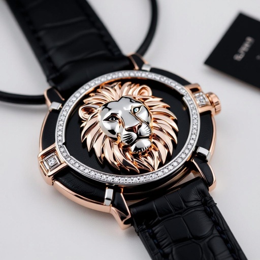 Geomatric leather of rose abd ehite gold lion pendant set of the collection of voulume and structure shapes