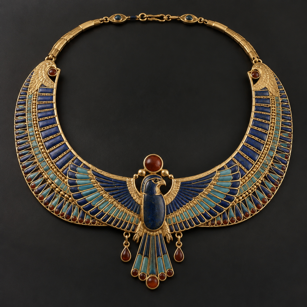 Neclace
photorealistic jewelry design, Neclace, egyptian style, just the design no text