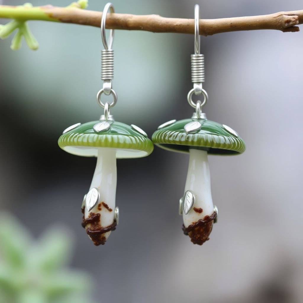 Glass mushroom earrings 