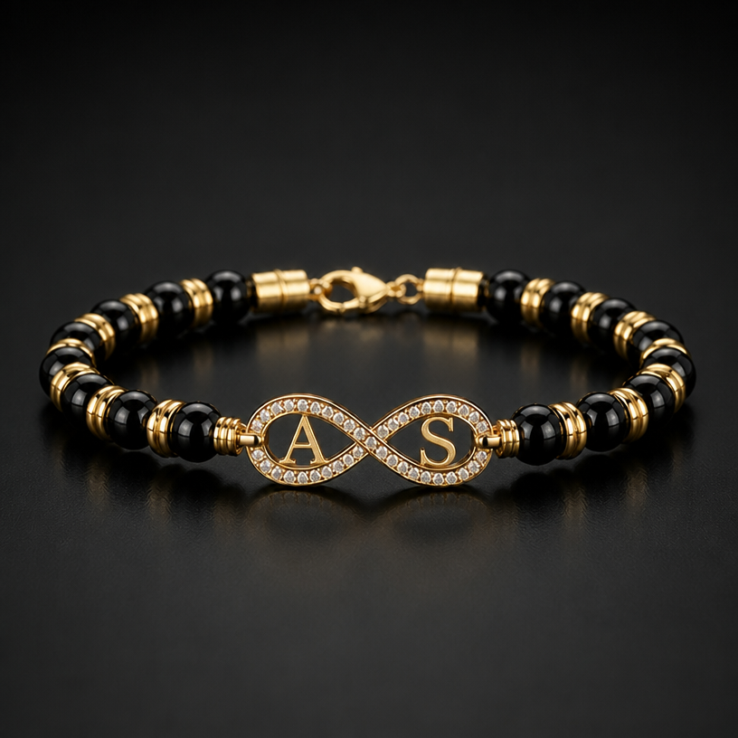 Add initial on the infinity A and S
edit the attached jewelry design with these instructions: Add initial on the infinity A and S. keep it photorealistic, just the design no text