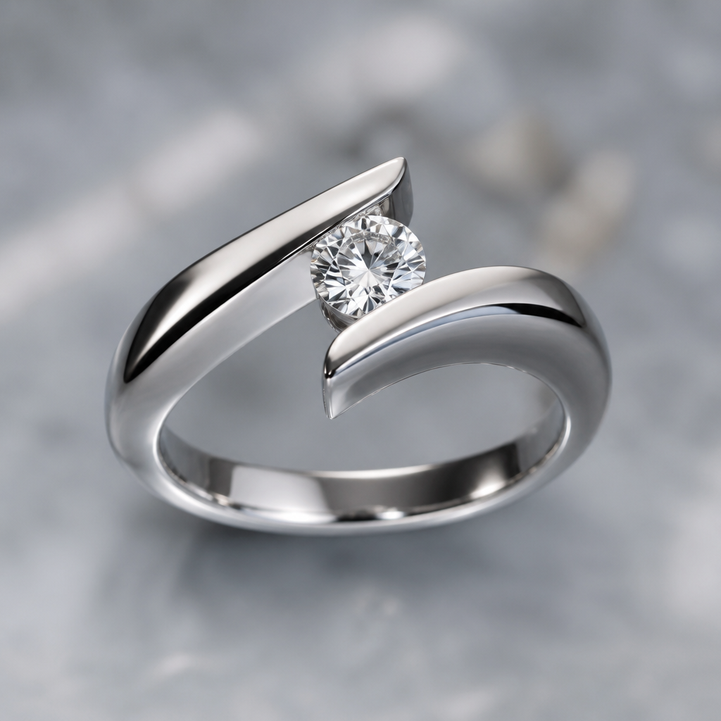 A women's ring made of silver
photorealistic jewelry design, A women's ring made of silver, modern style, just the design no text