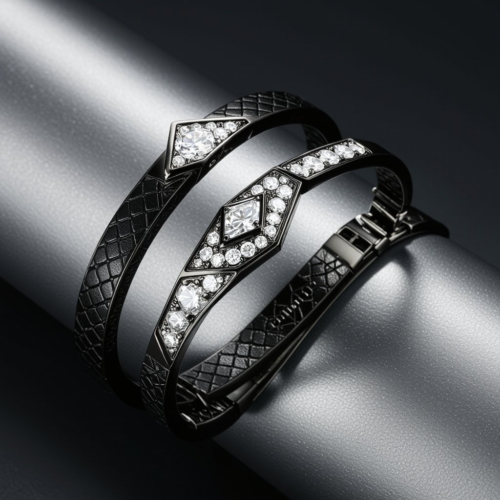 Geomatric snake leather with diamonds of architecture shapes and edges of bracelet banglea