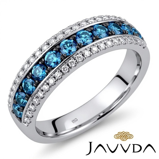 Saten blue band with pave diamond and 40 pointer blue diamonds in the edge