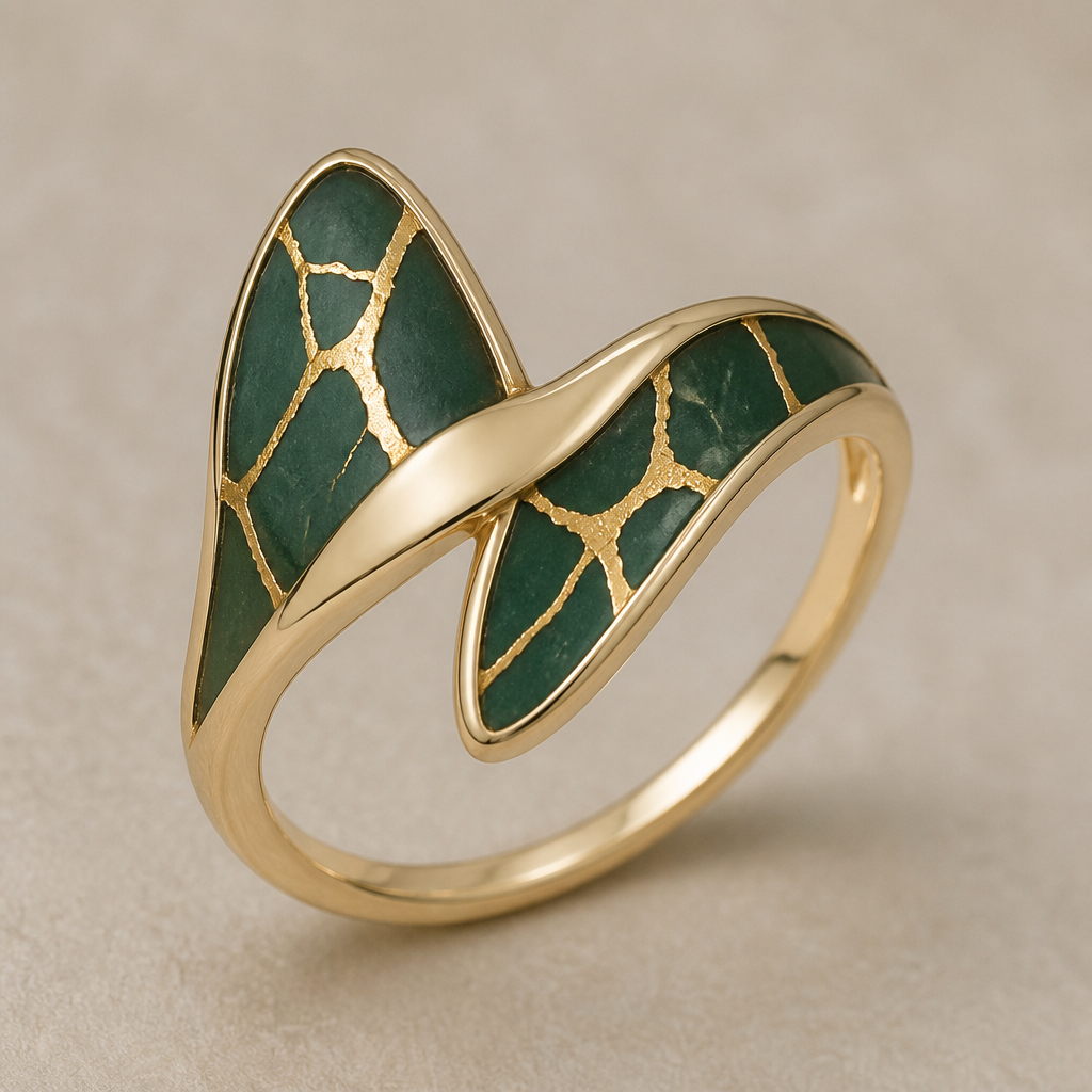 A women's ring. The pattern will be like this, the shape will be different, there will be some gold design inside the enamel.
photorealistic jewelry design, A women's ring. The pattern will be like this, the shape will be different, there will be some gold design inside the enamel., modern style, just the design no text
