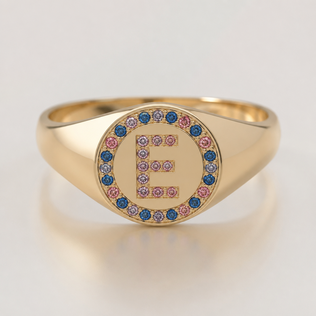 A ethnic women's ring, ultra-minimalist, very simple and clean, understated, no embellishments. anel de 15 anos com inicial E com pedras rosa dentro com azul e rosa em volta
photorealistic jewelry design, A ethnic women's ring, ultra-minimalist, very simple and clean, understated, no embellishments. anel de 15 anos com inicial E com pedras rosa dentro com azul e rosa em volta, ethnic style, just the design no text
