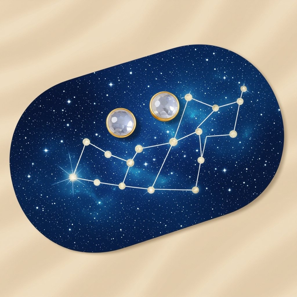 Небольшие золотые матовые серьги в виде созвездия сириус