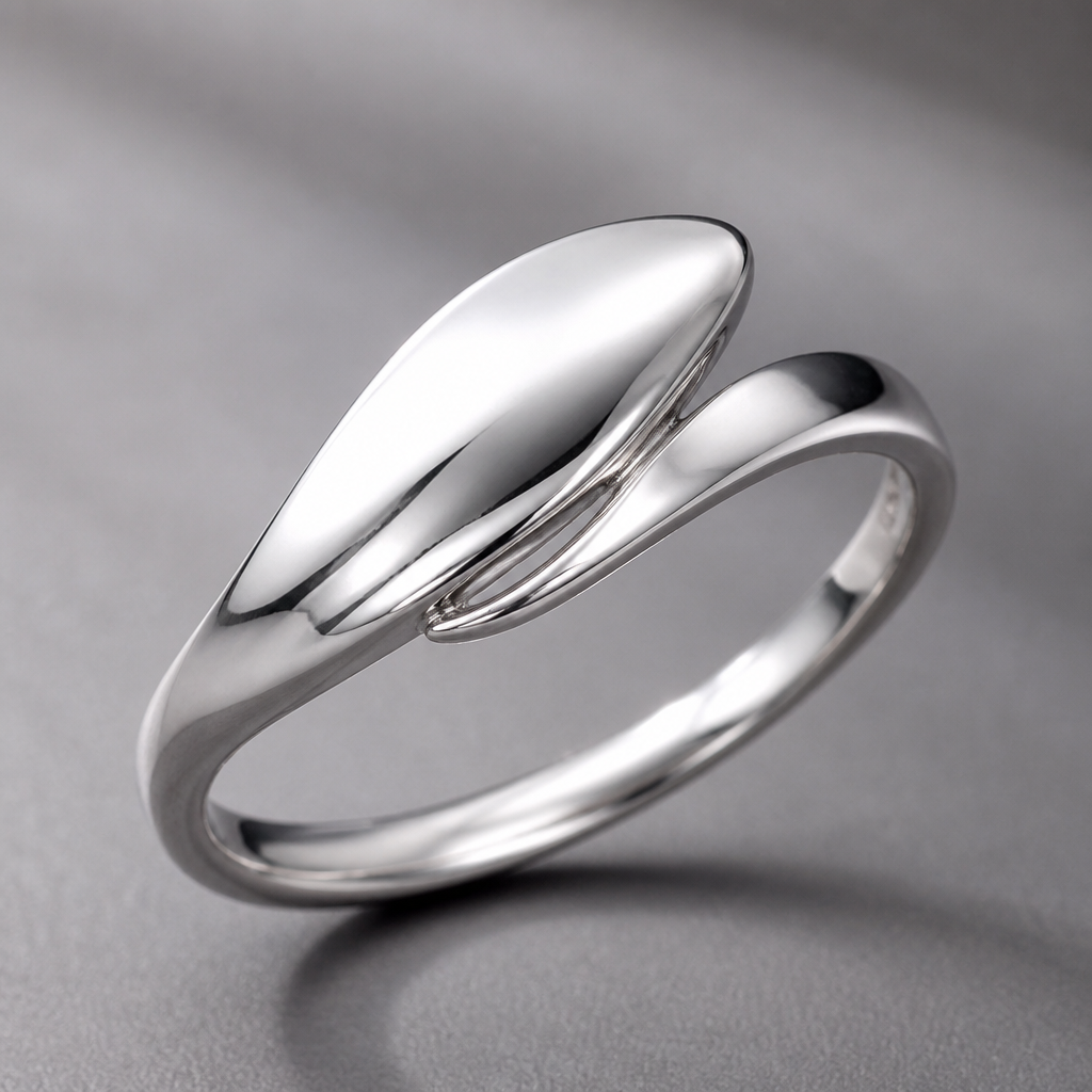 A modern women's ring made of silver
photorealistic jewelry design, A modern women's ring made of silver, modern style, just the design no text