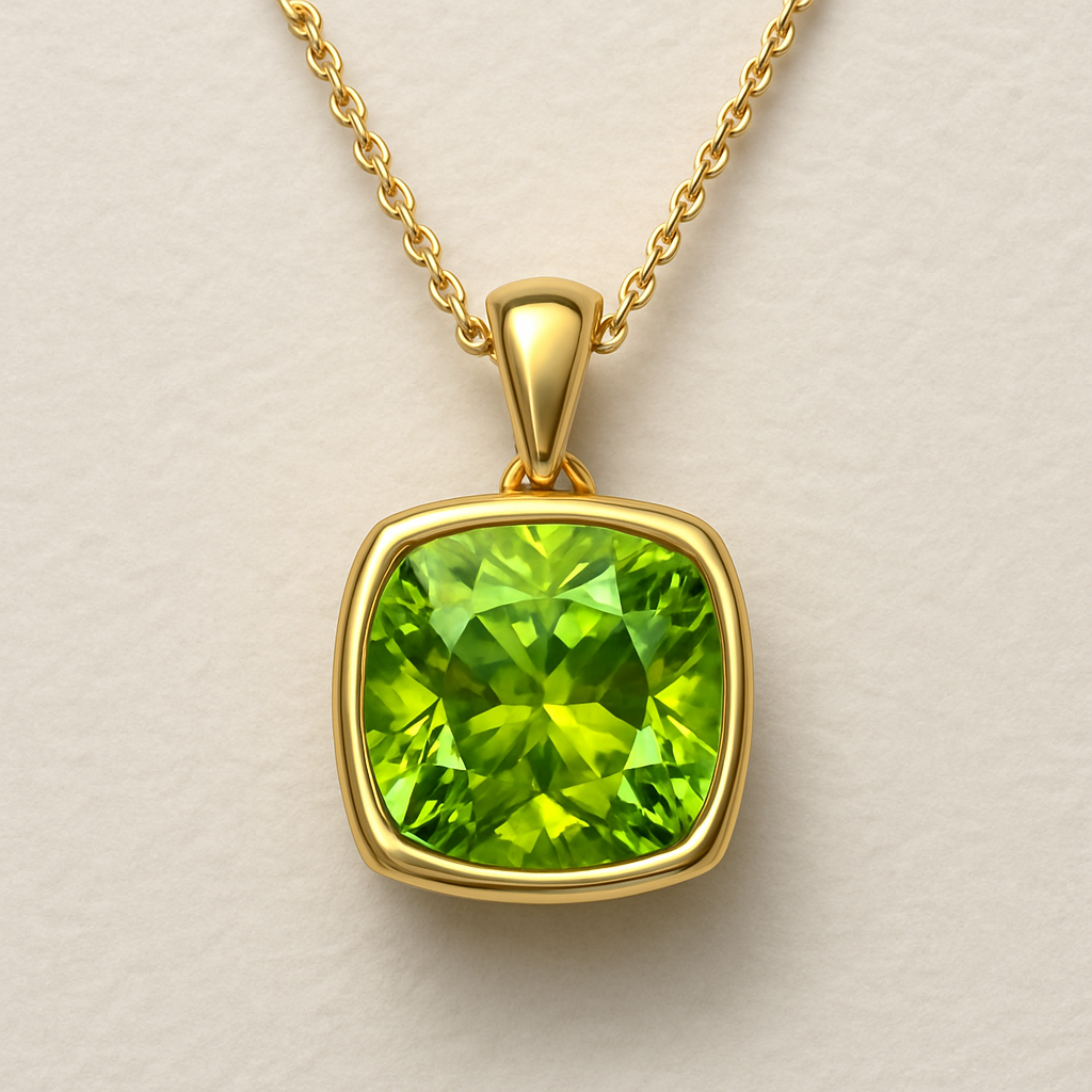 Cushion peridot pendant 