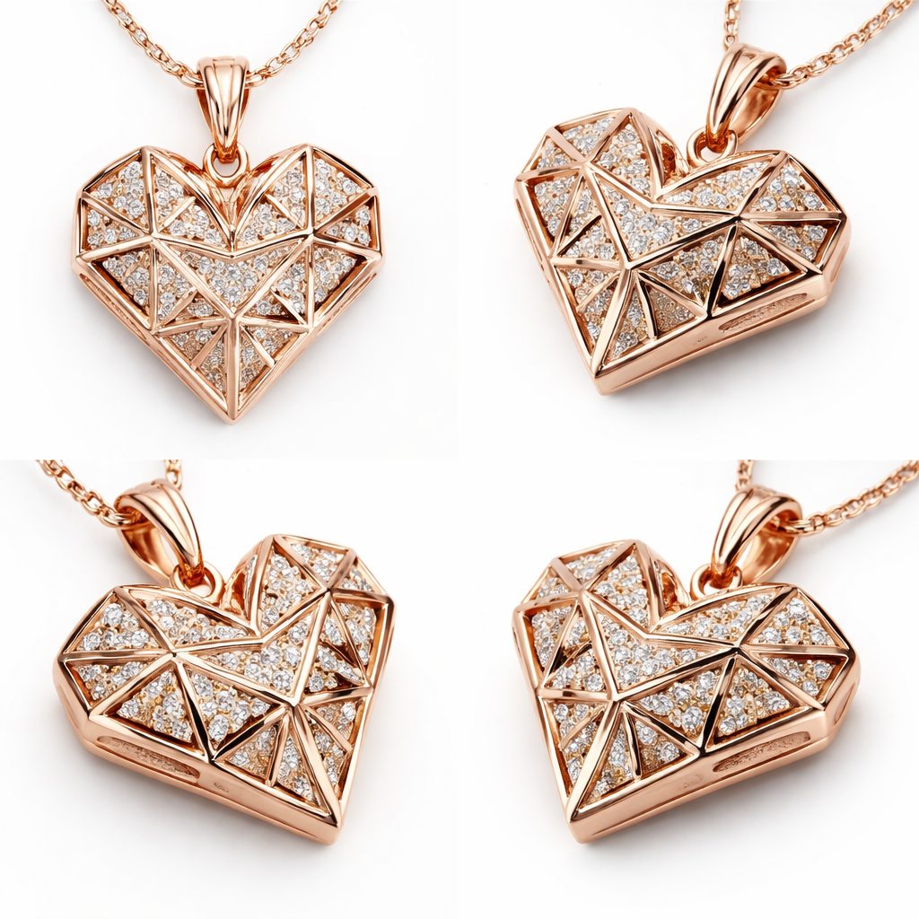 Pendant of white background Geomatric heart shape of architecture and bold of different angle