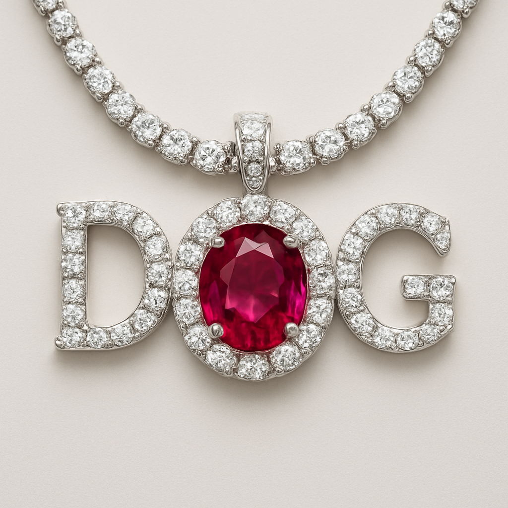 ruby with D and G letters pendant