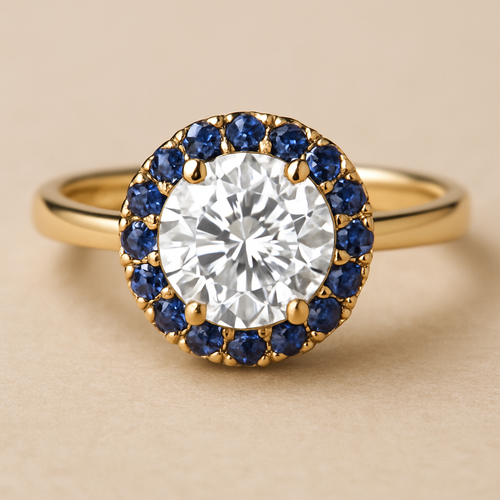 a Ring which Diamond at center , Spinals at around 
