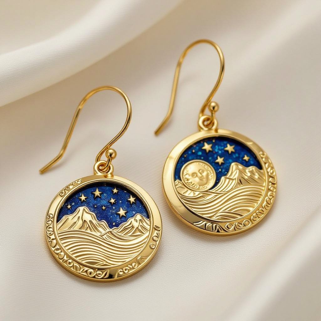 Серьги в золоте фазы луны длинные серьги плавные формы