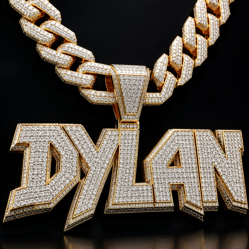 A geometric men's necklace made of gold with diamond stones suitable for party, highly ornate, intricate and elaborate, richly detailed. Me gustaría una cadena de eslabones gruesos y robustos, con un acabado elegante y completamente cubierta de diamantes, buscando un efecto de máximo brillo y presencia. El diseño debe sentirse moderno, exclusivo y de alta gama, con un trabajo de engaste preciso para que las piedras resalten desde diferentes ángulos.
Como pieza central, quisiera un dije grande y personalizado con el nombre “DYLAN”, utilizando letras gruesas, modernas y tridimensionales. Cada letra debe estar completamente cubierta de diamantes, con un diseño que haga que el nombre sea el protagonista de la pieza. Me gustaría que el dije tenga un acabado tridimensional y un volumen considerable, manteniendo una apariencia elegante y lujosa.
Preferiblemente, quisiera que la estructura sea elaborada en oro blanco, oro amarillo o una combinación de ambos, dependiendo de cuál opción permita conseguir el mejor resultado visual. También me gustaría que los diamantes del dije tengan un engaste que maximice el brillo y que la cadena combine perfectamente con el diseño del nombre.
Busco una pieza exclusiva, de apariencia imponente y muy llamativa, pero al mismo tiempo elegante y sofisticada. La idea es que sea una cadena personalizada de alta joyería, con el nombre DYLAN como elemento principal y un acabado digno de una pieza única.
photorealistic jewelry design, A geometric men's necklace made of gold with diamond stones suitable for party, highly ornate, intricate and elaborate, richly detailed. Me gustaría una cadena de eslabones gruesos y robustos, con un acabado elegante y completamente cubierta de diamantes, buscando un efecto de máximo brillo y presencia. El diseño debe sentirse moderno, exclusivo y de alta gama, con un trabajo de engaste preciso para que las piedras resalten desde diferentes ángulos.
Como pieza central, quisiera un dije grande y personalizado con el nombre “DYLAN”, utilizando letras gruesas, modernas y tridimensionales. Cada letra debe estar completamente cubierta de diamantes, con un diseño que haga que el nombre sea el protagonista de la pieza. Me gustaría que el dije tenga un acabado tridimensional y un volumen considerable, manteniendo una apariencia elegante y lujosa.
Preferiblemente, quisiera que la estructura sea elaborada en oro blanco, oro amarillo o una combinación de ambos, dependiendo de cuál opción permita conseguir el mejor resultado visual. También me gustaría que los diamantes del dije tengan un engaste que maximice el brillo y que la cadena combine perfectamente con el diseño del nombre.
Busco una pieza exclusiva, de apariencia imponente y muy llamativa, pero al mismo tiempo elegante y sofisticada. La idea es que sea una cadena personalizada de alta joyería, con el nombre DYLAN como elemento principal y un acabado digno de una pieza única., geometric style, just the design no text