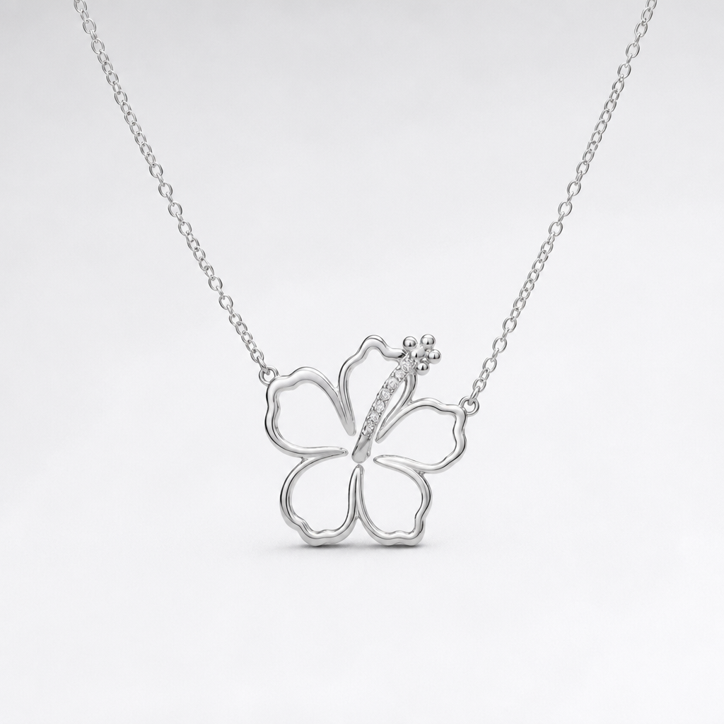 A women's necklace made of silver. hibicus ligne fine et delicat peu de diamand, interieur de lafleur vide
photorealistic jewelry design, A women's necklace made of silver. hibicus ligne fine et delicat peu de diamand, interieur de lafleur vide, modern style, just the design no text