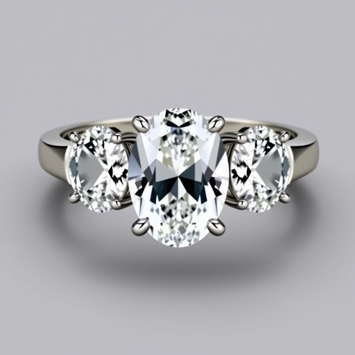 3 stone ring , 2 oval 4ct. Stone, 1 pear shape 3ct. diamond 