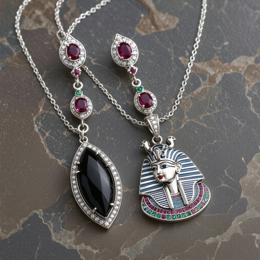 Zototy long earrings with a pendant symbolic image of the Egyptian god Ra with a bird's head symbol of the sun long chains