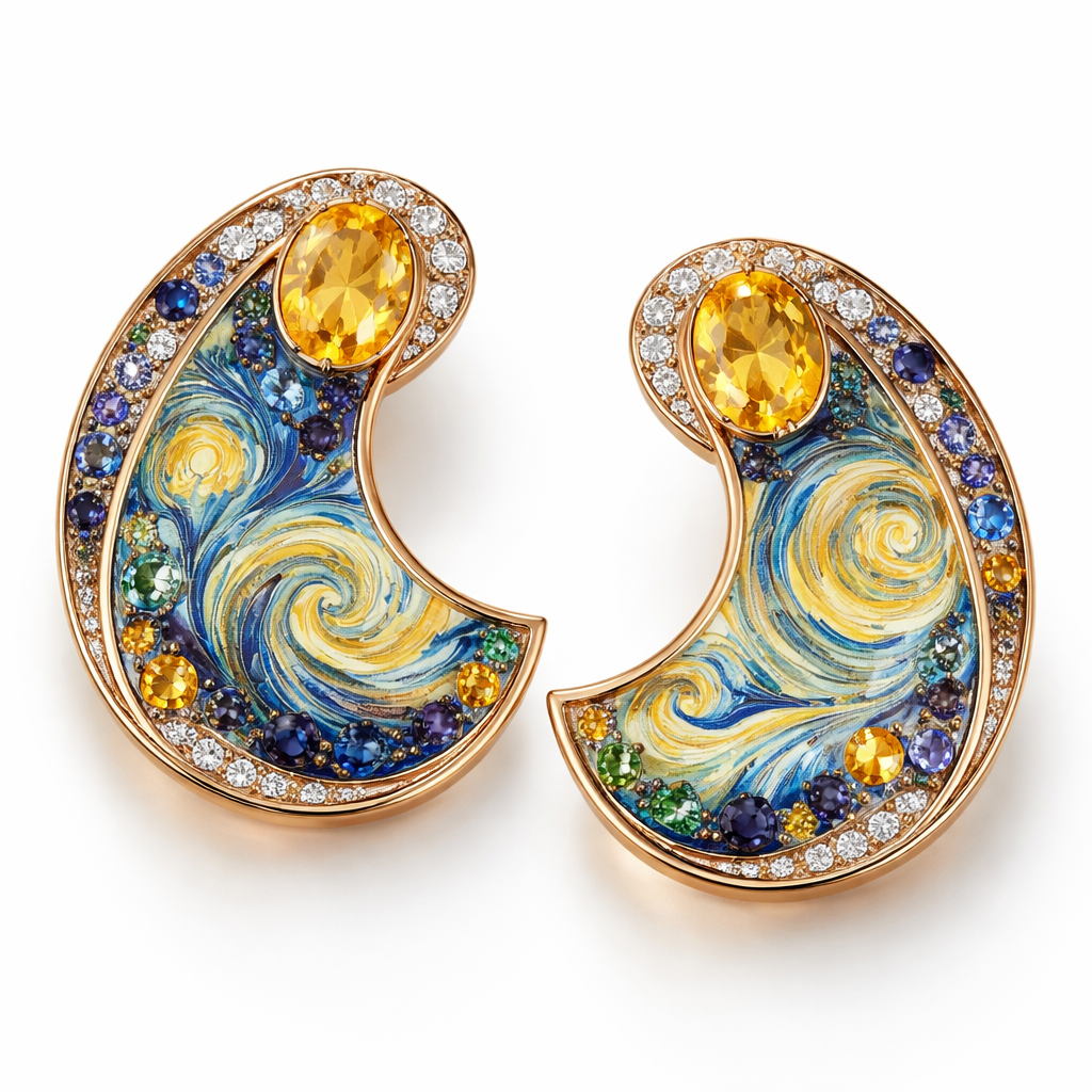 Crests Van Gogh inspired jewelry with stones