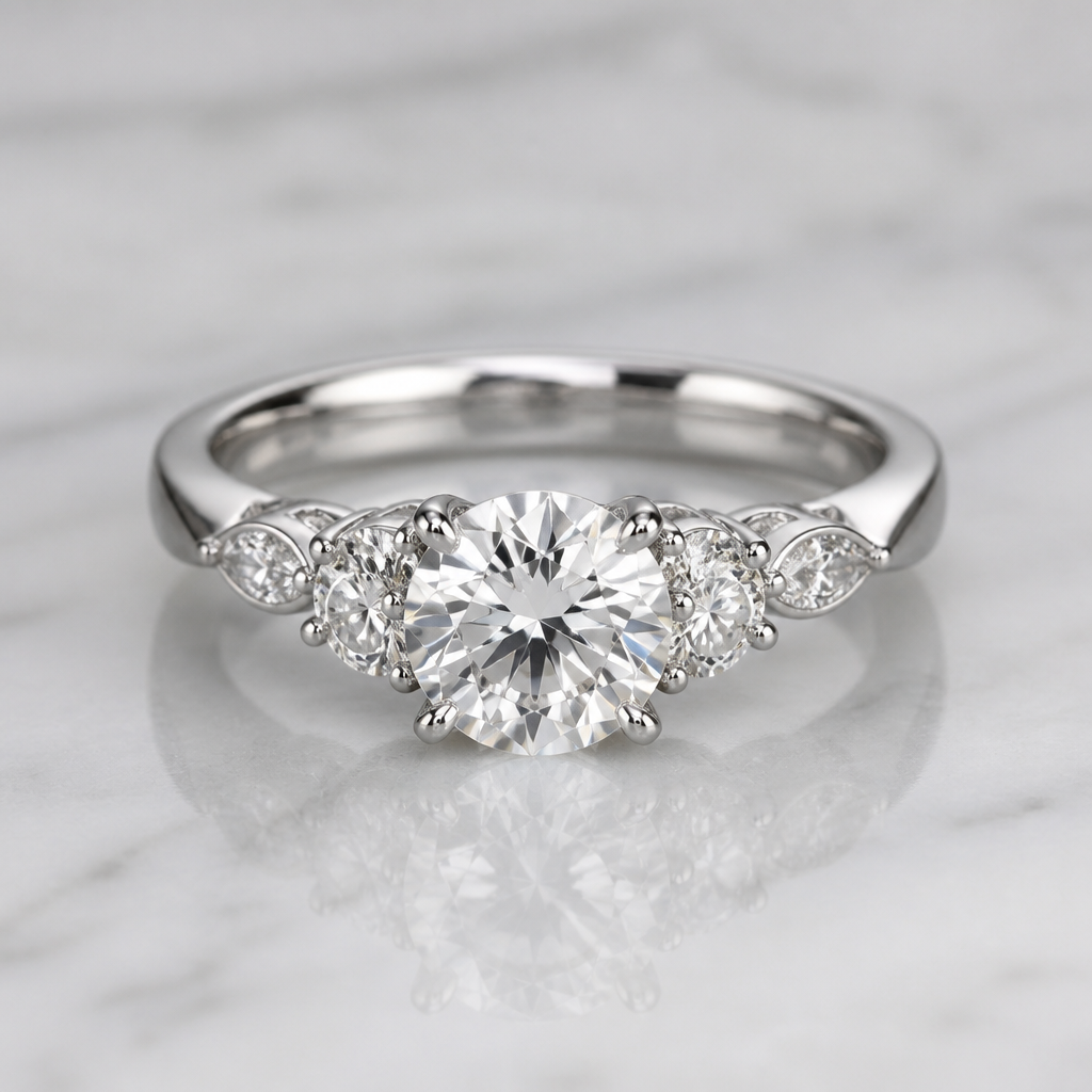 A luxury women's ring made of platinum with diamond stones suitable for wedding
photorealistic jewelry design, A luxury women's ring made of platinum with diamond stones suitable for wedding, luxury style, just the design no text