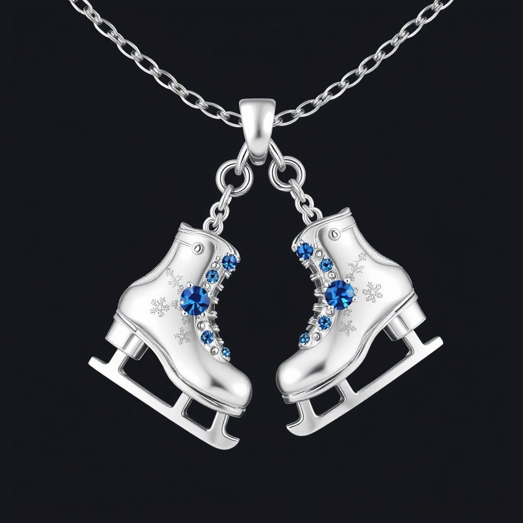 Pendant silver ice figure skating skates
