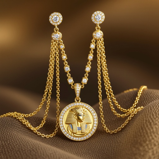 Zotot long earrings with a pendant symbolic image of the Egyptian god Ra symbol of the sun long chains