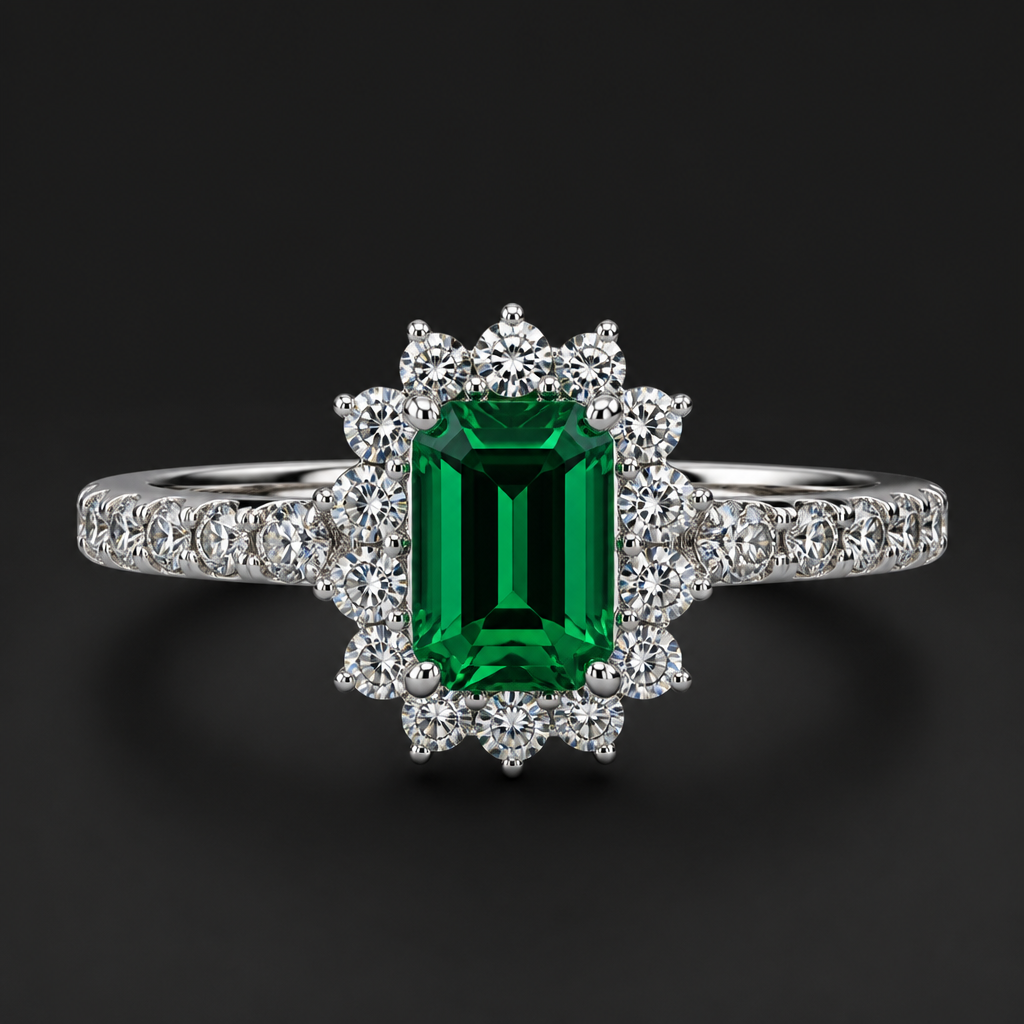 . Refinement: emerald stone
photorealistic jewelry design, . Refinement: emerald stone, Classic style, just the design no text