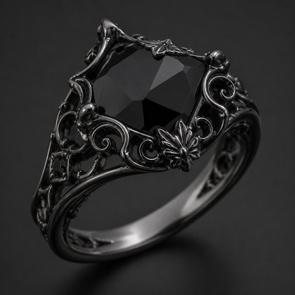 A gothic women's ring
photorealistic jewelry design, A gothic women's ring, gothic style, just the design no text