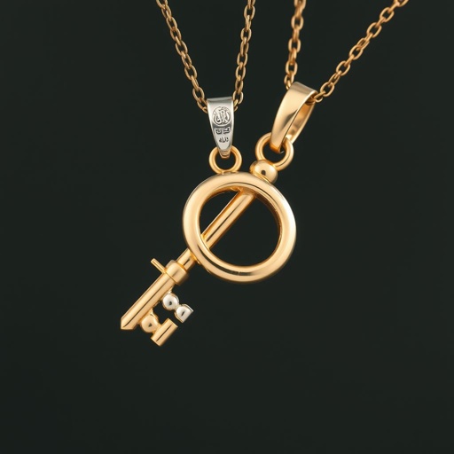 Old skeleton key shape gold and silver tones with olive branch turning on leg and keffieh print on the tip
