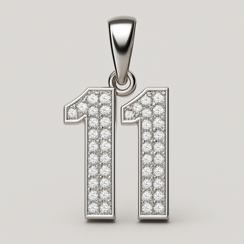 “11” coin diamond pave charm  no coin just letters